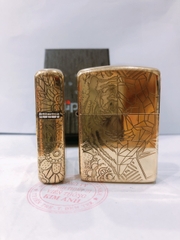 Bật lửa, hộp quẹt Zippo Armor vỏ dầy, khắc chìm chủ đề Đầu Mãnh Hổ hai mặt , Hàng loại 1 vỏ bằng đồng có tem đỏ