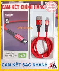 V8- Dây sạc nhanh Lecun XC-10, 5V- 5A, bện vải dù - Hàng Chính Hãng bảo hành 12 tháng