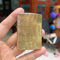 Bật lửa, hộp quẹt Zippo Mỹ Brass Armor Brass Wave làn sóng 2 mặt, Hàng chính hãng