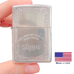 Bật lửa Zippo Mỹ Lacke Bạc, khắc ăn mòn For Lignt Of Your Life Wind Proof, sản xuất 1996