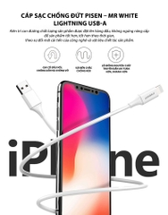 Dây sạc nhanh Pisen chăn cắm IOS, 2.4A , dài 1 mét ( AL05-1000)- Hàng chính hãng nội địa, Kim Ánh bảo hành 12 tháng