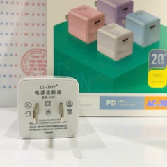 Củ sạc LI-TOP AC20 mini, sạc nhanh PD 20W, đạt chứng nhận 3C tiêu chuẩn quốc gia, hàng chính hãng bảo hành 12 tháng