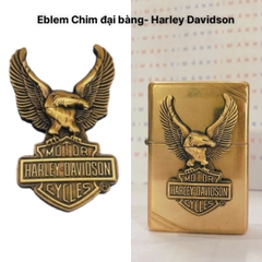 Eblem dán trang trí Zippo chủ đề Chim Đại Bàng Harley-Davidson, chất liệu đồng Brass, hàng chuẩn zin Mỹ