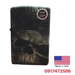 Bật lửa Zippo Mỹ sơn tĩnh điện màu đen mẫu đầu lâu huyền bí, Hàng chính hãng