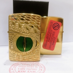 Bật lửa, hộp quẹt Zippo Armor vỏ dầy khắc ăn mòn đổ sơn chủ đề Mắt Rồng Xanh, Vỏ bằng đồng có tem đỏ