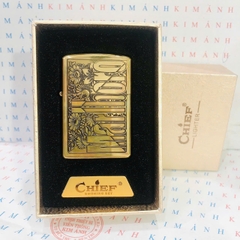 Hộp quẹt, bật lửa CHIEF chính hãng, khắc laser 5 măt chủ đề Hoa Marlboro, vỏ bằng đồng bền bỉ sáng bóng theo thời gian