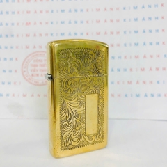 Bật Lửa Zippo Slim Venice Brass Like New - Hàng Mỹ Chính Hãng (Có Giấy Tờ Nhập Khẩu Gửi Kèm Theo Đơn Hàng )