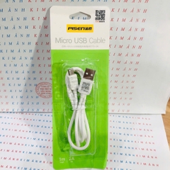 Dây sạc Pisen ( MU03-1000) chân cắm Micro, dòng điện 2A, dây dài 1 mét - Hàng chính hãng nội địa