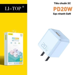 Củ sạc LI-TOP AC20 mini, sạc nhanh PD 20W, đạt chứng nhận 3C tiêu chuẩn quốc gia, hàng chính hãng bảo hành 12 tháng