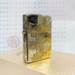 Hộp quẹt CHIEF chính hãng, khắc laser 5 măt chủ đề Hoàng Long, vỏ bằng đồng bền bỉ sáng bóng theo thời gian