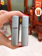 Bật Lửa Zippo Màu Trắng Bạc Nhám Satin, Vỏ bằng đồng có tem đỏ