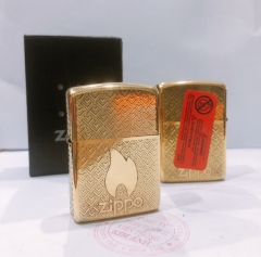 Hộp quẹt, bật lửa Zippo Armor vỏ dầy, khắc chìm chủ đề Zippo Và Ngọn Lửa Nhỏ, Hàng loại 1 vỏ bằng đồng có tem đỏ