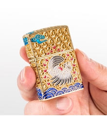 Hộp quẹt, bật lửa Chief đồng nguyên chất chủ đề Phượng Hoàng, hàng cao cấp vỏ bằng đồng