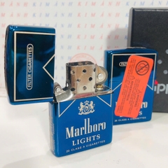 Hộp quẹt, bật lửa ZIPPO chủ đề Marlboro màu xanh, Kim Ánh nhập hàng cao cấp vỏ bằng đồng có dán tem đỏ