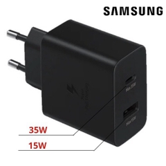 Củ sạc nhanh Samsung Note 10, 2 Cổng type C và USB (35W + 15W), cóc sạc samsung Note 10, Màu đen
