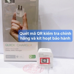 Cóc sạc nhanh PISEN Quick Ice Crystal PD 20W siêu nhỏ ( KPD201 ),Màu Trắng sứ - Hàng chính hãng