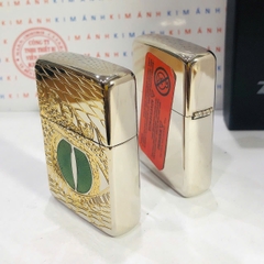 Hộp quẹt. bật lửa Zippo Armor vỏ dầy khắc ăn mòn mẫu Mắt Rồng, hàng loại 1 vỏ bằng đồng có tem đỏ