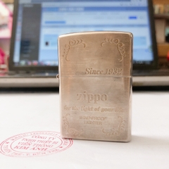 Bật lửa Zippo Mỹ lacke bạc khắc ăn mòn full nắp chủ đề Since 1932, Zippo for the light of your life, hàng chính hãng