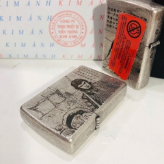 Bật lửa, hộp quẹt ZIPPO chủ đề Tề Thiên giả cổ, Kim Ánh nhập hàng cao cấp vỏ bằng đồng có dán tem đỏ