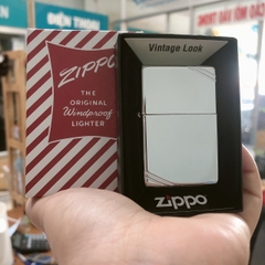 Bật lửa Zippo Mỹ Vintage high polish chrome đầu bằng đít bằng, Box đỏ xưa, Hàng chính hãng