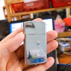 Bật lửa Zippo Mỹ Slim high polish chrome mẫu sọc dưa, sản xuất 1982, Hàng chính hãng