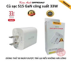 Củ sạc nhanh GaN Hammer  S15 công suất 33W, Check Qr hàng chính hãng, bảo hành chính hãng 12 tháng
