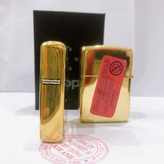 Hộp quẹt, bật lửa Zippo Armor vỏ dầy khắc chìm Zippo ngang, cẩn xà cừ 4 sọc chéo, hàng loại 1 vỏ bằng đồng có tem đỏ