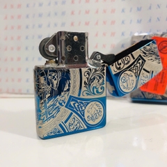 Hộp quẹt, bật lửa ZIPPO chủ đề 4 Kỵ Sĩ Khải Huyền màu xanh, Kim Ánh nhập hàng cao cấp vỏ bằng đồng có dán tem đỏ