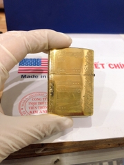 Bật lửa Zippo Mỹ  Brushed Brass Khắc ăn mòn chủ đề Sư Tử Mắt Hoa, mã 204B, Hàng chính hãng