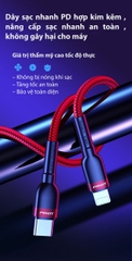 Dây sạc nhanh Pisen Quick USB-C to L, 3A Braided  1000mm (XD-CLPD05-1000), Hàng chính hãng