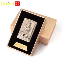 Hộp quẹt Chief đồng nguyên chất đắp nổi chủ đề Cô Gái Quay Lưng, hàng chính hãng