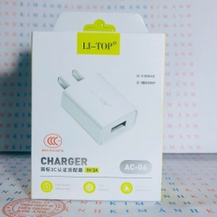 Củ sạc LI-TOP AC06, dòng điện 5V-2A, đạt chứng nhận 3C tiêu chuẩn quốc gia, Kim Ánh bảo hành chính hãng 12 tháng