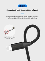 Cáp sạc Pisen chân cắm L, 2.4A Braided 1200mm FAST, Pro (AL17-1200), dây vải bện chống đứt gãy, hàng chính hãng