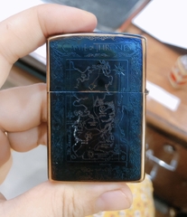 Bật lửa Chief chủ đề Bản Chỉ Dẫn GAME OF THRONES màu xanh lửa băng, hàng loại 1 cao cấp vỏ bằng đồng