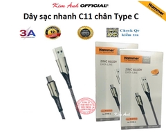 Type C- Dây sạc nhanh Hammer ( H-C11-C ) 3A , chân Type C, Có đèn báo, Hàng Chính Hãng bảo hành 12 tháng