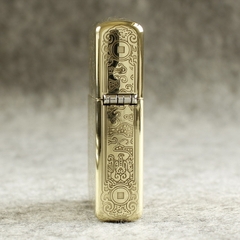 Bật lửa Zippo Mỹ 204B Brushed Brass, Khắc ăn mòn 5 mặt Chủ đề Tỳ Hưu, Hàng chính hãng