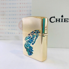 Bật Lửa Chief Chính Hãng - Họa Tiết Bướm Cẩn Xà Cừ Khắc Chìm Tinh Xảo - Vỏ Đồng Thau Càng Dùng Càng Bóng Đẹp