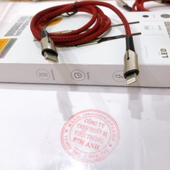 Dây sạc nhanh Hammer C15 chân cắm  Type C ra L công suất PD 20W, dây bện dù, hàng chính hãng bảo hành 12 tháng