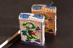Bật lửa, hộp quẹt Chief chủ đề Thanh Long Quá Hải 5 mặt, khảm men đẹp, hàng loại 1 cao cấp vỏ bằng đồng
