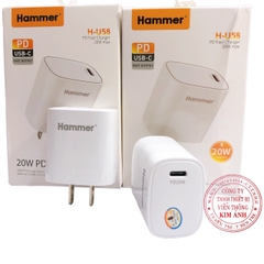 Củ sạcHammer H-U58 sạc nhanh PD 20W, đạt chứng nhận tiêu chuẩn CE, Check Qr kiểm tra hàng chính hãng bảo hành 12 tháng