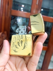 BẬT LỬA, HỘP QUẸT ZIPPO ARMOR VỎ DẦY KHẮC ĂN MÒN ĐẦU MÃNH HỔ, RUỘT TRẮNG, CÓ TEM ĐỎ