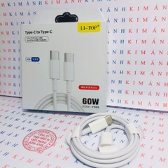 Dây sạc LI-TOP PD08 Công suất 60W chân Type C ra Type C, được dùng thử 30 ngày, Kim Ánh bảo hành chính hãng 12 tháng