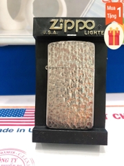 Bật lửa Zippo Mỹ Slim Lacke Bạc mẫu Gõ búa 2 mặt, XVI la mã, hàng chính hãng