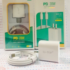 Bộ sạc LI-TOP AT09 chân cắm Type C, sạc nhanh PD 20W có chứng nhận 3C tiêu chuẩn an toàn quốc gia, hàng chính hãng