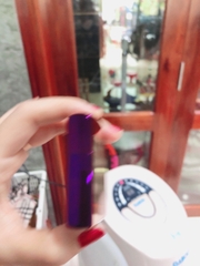 Bật Lửa, Hộp quẹt Zippo USA Màu Tím loại trơn bóng, Vỏ đồng có tem đỏ