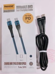 Dây sạc nhanh Hammer C14, Type C to Type C, PD 60W, dây dù chống cắt và truyền dữ liệu tốt