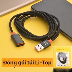 Cáp mở rộng USB 3.0, 2.0 nối dài đầu đực sang đầu cái, dây bện dài 1.5 mét, hiệu Li-Top chính hãng