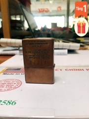 Bật lửa Zippo Mỹ Vintage mạ Copper, đầu bằng, đít bằng, khắc ăn mòn Zippo 1932, Hàng chính hãng