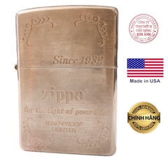 Bật lửa Zippo Mỹ lacke bạc khắc ăn mòn full nắp chủ đề Since 1932, Zippo for the light of your life, hàng chính hãng