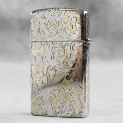 Bật lửa Zippo Slim Mỹ chủ đề Hoa văn Ý Chrom 6010, hàng chính hãng có giấy nhập khẩu gửi kèm theo đơn hàng